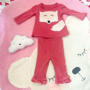 Adorable Pink Fox Set 3-6 Months Baby Girl Clothing
